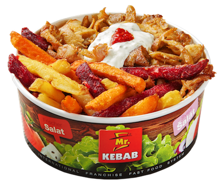 Color fries with kebab