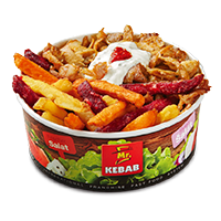 Color fries with kebab